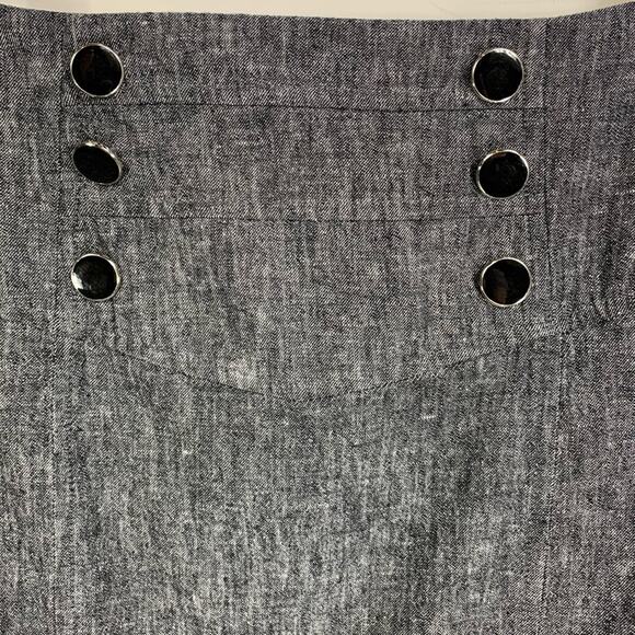 IZ Byer Black Heathered Skirt Buttons Sz 5 - Picture 3 of 4